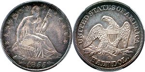 GFRC Open Set Registry - ScoutDogCoins 1854-1855 Seated Arrows No Motto 50C