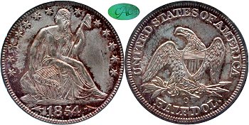 GFRC Open Set Registry - Newtown 1854 Seated With Arrows 50C