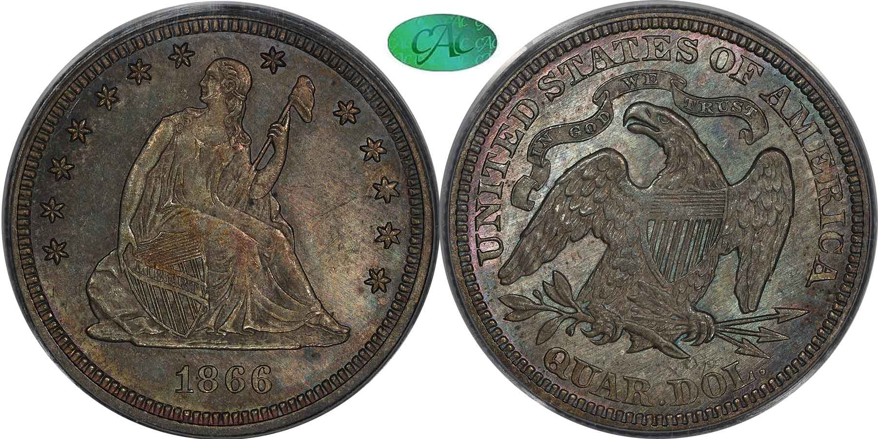 GFRC Open Set Registry - MIKE VERHULST 1866 Seated With Motto 25C