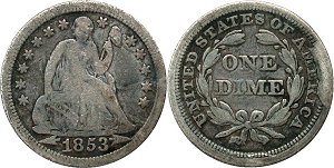 GFRC Open Set Registry - Dale Miller 1853 Seated With Arrows Unhubbed 10C