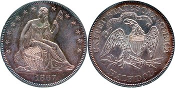 GFRC Open Set Registry - Oregon Beaver 1867 Seated  50C