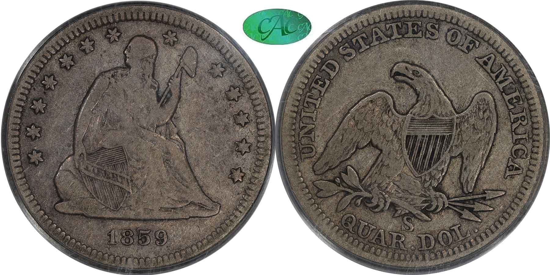 GFRC Open Set Registry - Iowa Collection III 1859 Seated  25C