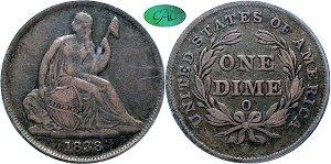 GFRC Open Set Registry - Tenafly 1838 Seated No Stars 10C