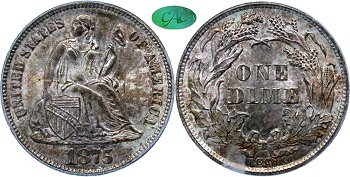 GFRC Open Set Registry - Gerry Fortin 1875 Seated Below Wreath 10C