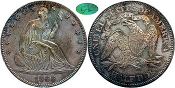 GFRC Open Set Registry - Newtown 1866 Seated With Motto 50C