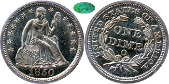 GFRC Open Set Registry - Gerry Fortin 1850 Seated  10C