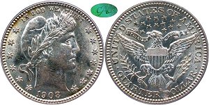 GFRC Open Set Registry - LABELMAN87 1908 Barber  25C