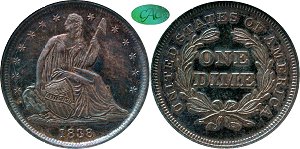 GFRC Open Set Registry - Dale Miller 1838 Seated Sm Stars 10C