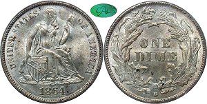 GFRC Open Set Registry - Newtown 1864 Seated  10C