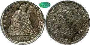 GFRC Open Set Registry - Husky Collection 1873-1874 Seated With Arrows, Motto 25C