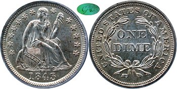 GFRC Open Set Registry - Gerry Fortin 1843 Seated  10C