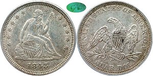 GFRC Open Set Registry - Tenafly 1843 Seated  25C