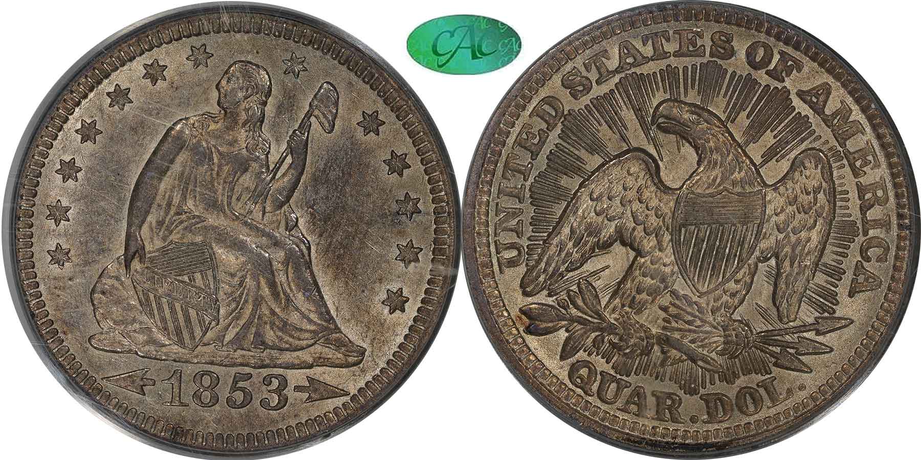 GFRC Open Set Registry - MIKE VERHULST 1853 Seated Arrows and Rays 25C