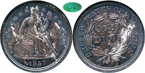 GFRC Open Set Registry - Newtown 1857 Seated  10C