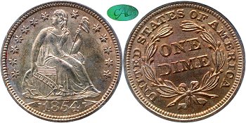 GFRC Open Set Registry - Gerry Fortin 1854 Seated With Arrows 10C