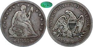 GFRC Open Set Registry - Tenafly 1855 Seated With Arrows 25C