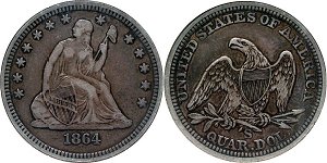 GFRC Open Set Registry - MIKE VERHULST 1864 Seated  25C