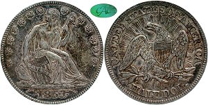 GFRC Open Set Registry - Hermit 1853 Seated Arrows and Rays 50C
