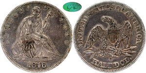 GFRC Open Set Registry - Oregon Beaver 1846 Seated Med Date 50C