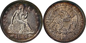 GFRC Open Set Registry - Piedmont 1853-1853 Seated Arrow and Rays 25C