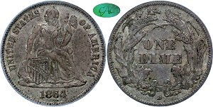 GFRC Open Set Registry - Dallas 1864 Seated  10C