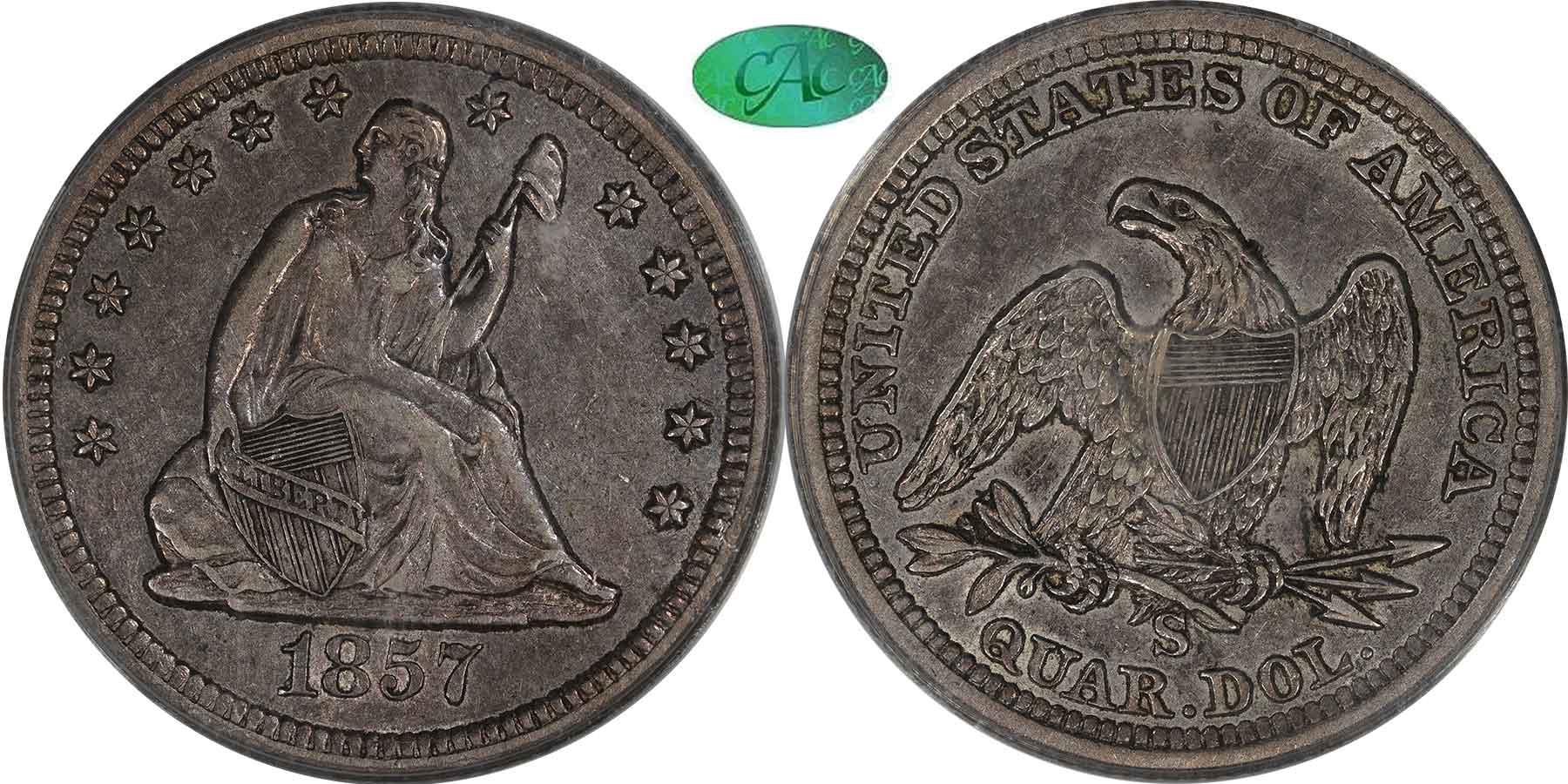 GFRC Open Set Registry - Iowa Collection III 1857 Seated  25C