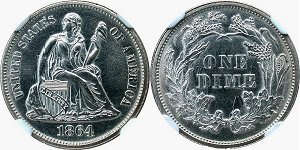 GFRC Open Set Registry - Dale Miller 1864 Seated  10C