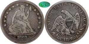 GFRC Open Set Registry - Civil War 1863 Seated  25C