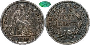 GFRC Open Set Registry - Tenafly 1849 Seated  10C