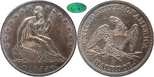 GFRC Open Set Registry - Oregon Beaver 1855 Seated With Arrows 50C
