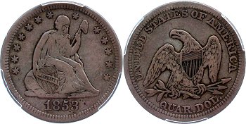 GFRC Open Set Registry - Birch 1840-1853 Seated With Drapery, Observe Type 1 25C