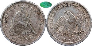 GFRC Open Set Registry - Iowa 1854 Seated With Arrows 25C