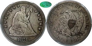 GFRC Open Set Registry - Iowa 1871 Seated  25C
