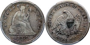 GFRC Open Set Registry - Civil War 1864 Seated  25C