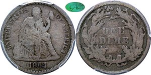 GFRC Open Set Registry - Tenafly 1864 Seated  10C