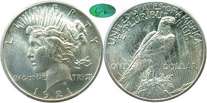 GFRC Open Set Registry - Whiskey Creek 1921-1935 Peace  $1