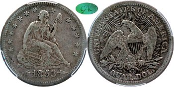 GFRC Open Set Registry - Wild and Wonderful in WV 1853 Seated Arrows and Rays 25C