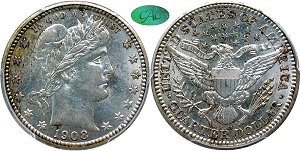GFRC Open Set Registry - LABELMAN87 1908 Barber  25C