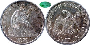 GFRC Open Set Registry - Oregon Beaver 1857 Seated  50C