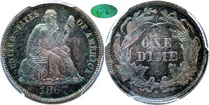 GFRC Open Set Registry - Newtown 1867 Seated  10C