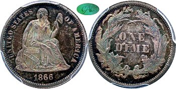 GFRC Open Set Registry - Gerry Fortin 1866 Seated  10C