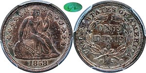 GFRC Open Set Registry - Newtown 1858 Seated  10C