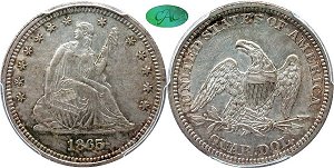 GFRC Open Set Registry - White Pine 1860-1865 Seated No Motto Reverse 25C