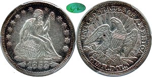 GFRC Open Set Registry - MIKE VERHULST 1853 Seated Arrows and Rays 25C