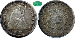 GFRC Open Set Registry - Tenafly 1871 Seated  25C