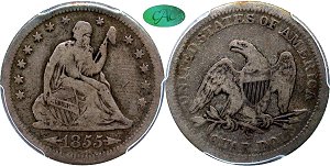 GFRC Open Set Registry - Tenafly 1855 Seated With Arrows 25C