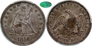GFRC Open Set Registry - Iowa 1858 Seated  25C