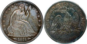 GFRC Open Set Registry - Badger Mountain 1874 Seated With Arrows 50C