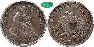 GFRC Open Set Registry - Pikes Peak 1854 Seated With Arrows 25C