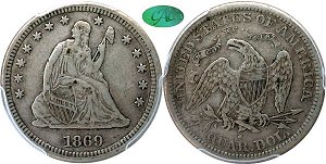 GFRC Open Set Registry - Iowa Collection III 1869 Seated  25C